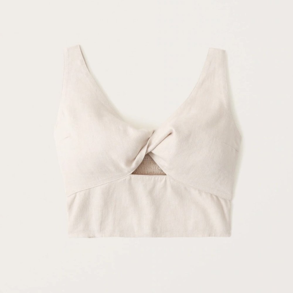 Abercrombie & Fitch Cream Twist Front Top